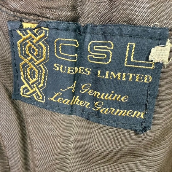 Vintage 90s CSL Suedes Black Leather Coat Mens L Distressed Genuine Leather - Picture 2 of 13